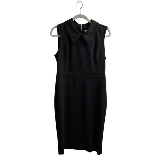 Calvin Klein Women’s Black Sheath Sleeveless Collared Knee Length Dress Sz 12 - Picture 1 of 6